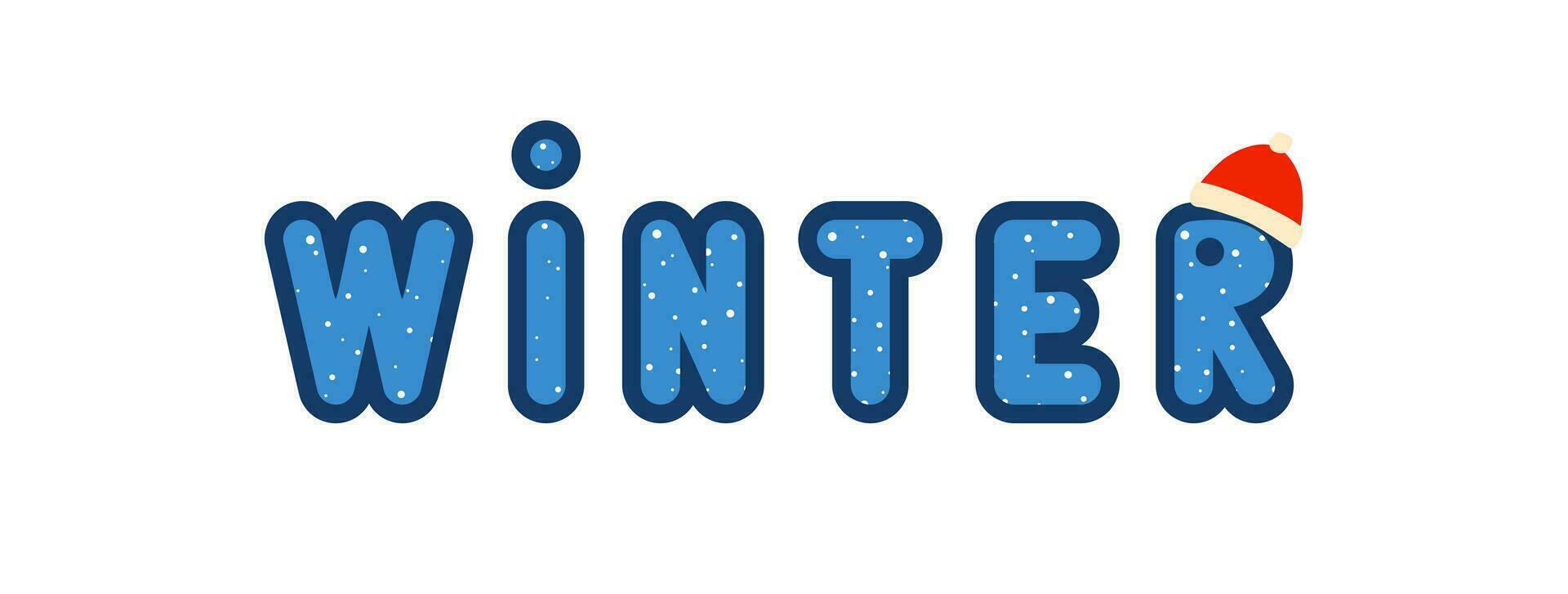 Winter lettering. Insciption with text Winter. Blue colored letters with snowflakes pattern. Drawing. Banner, background isolated on white. vector