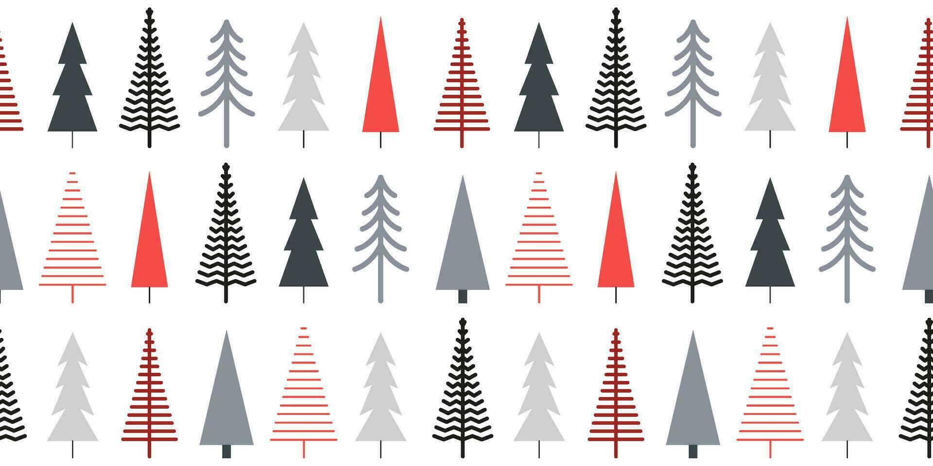 Christmas and pine tree minimalistic seamless pattern. Scandinavian winter. Forest. Endless background, wrapping paper, banner, backdrop. vector