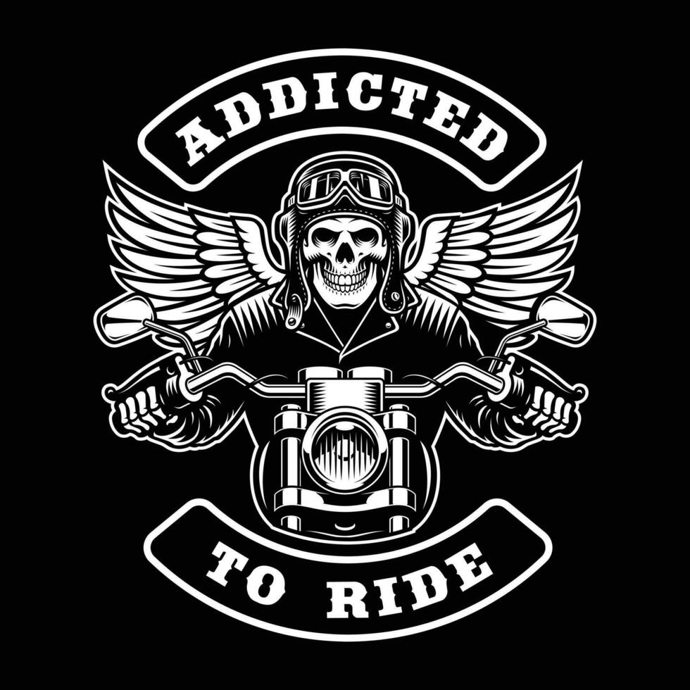 Biker Skeleton on a motorcycle vector