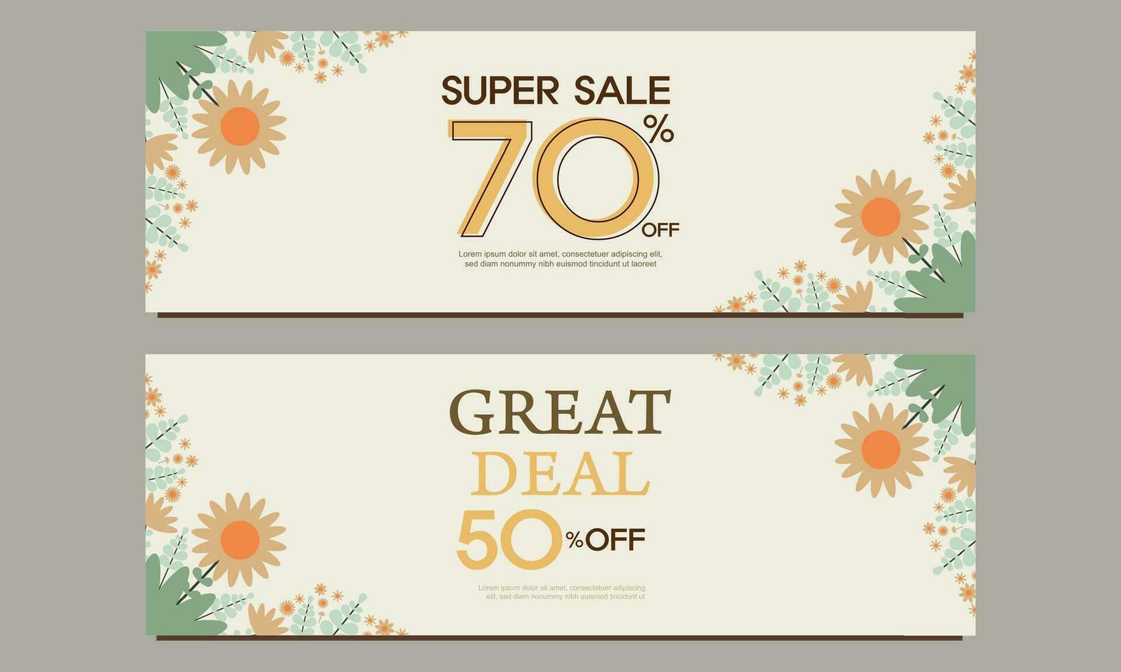 great deal horizontal banner template with floral and flower ornament vector