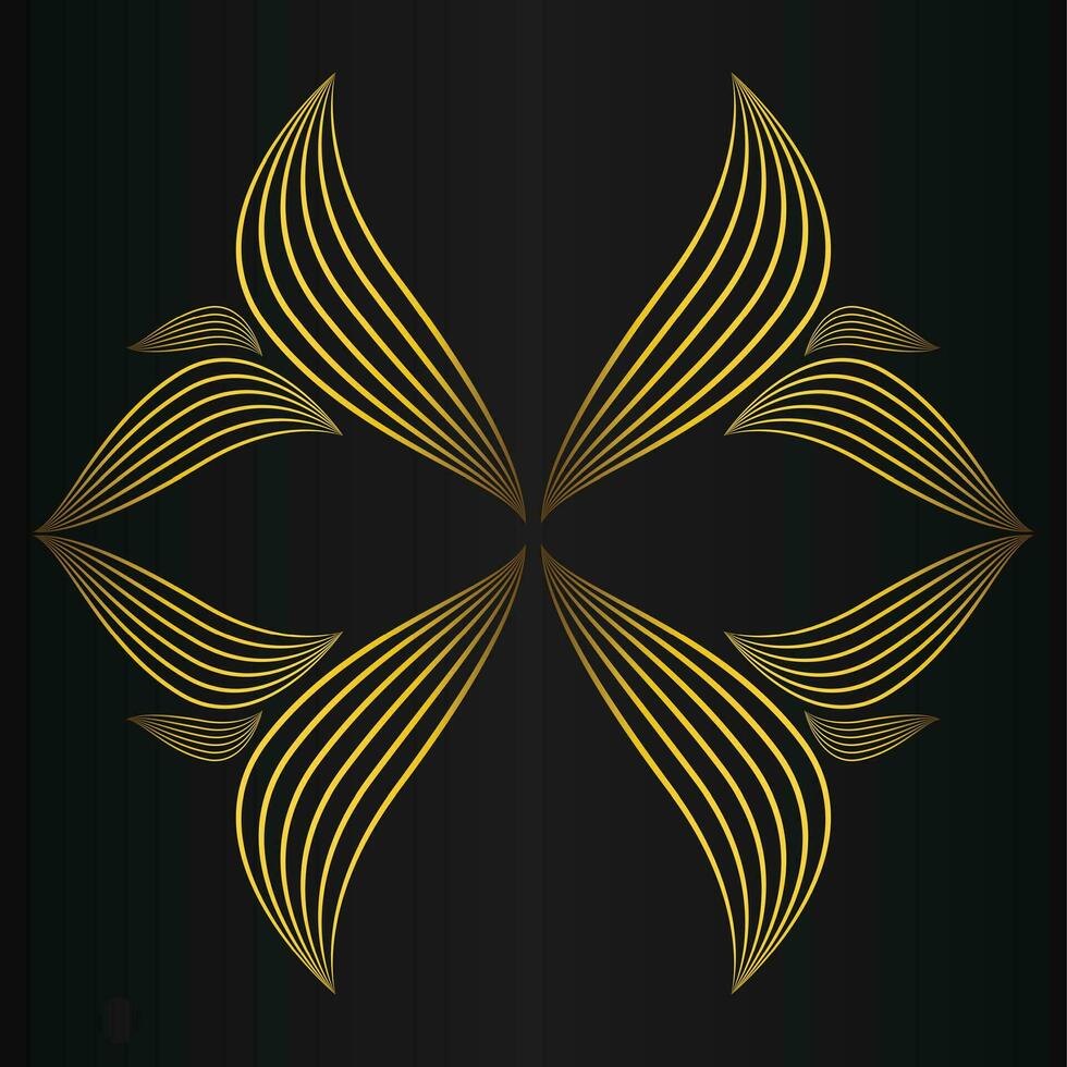 golden flower petal, luxury gold floral decoration vector