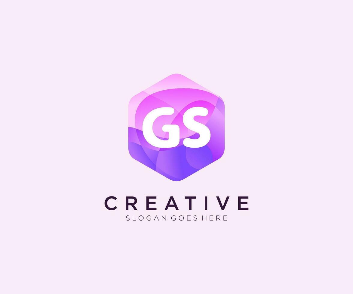 GS initial logo With Colorful Hexagon Modern Business Alphabet Logo template vector. vector