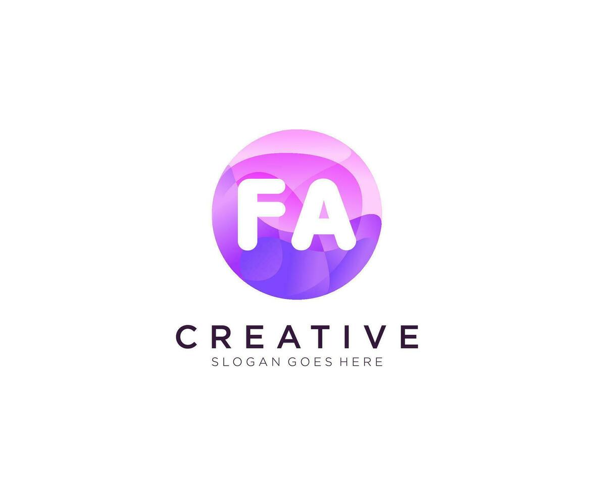FA initial logo With Colorful Circle template vector. vector