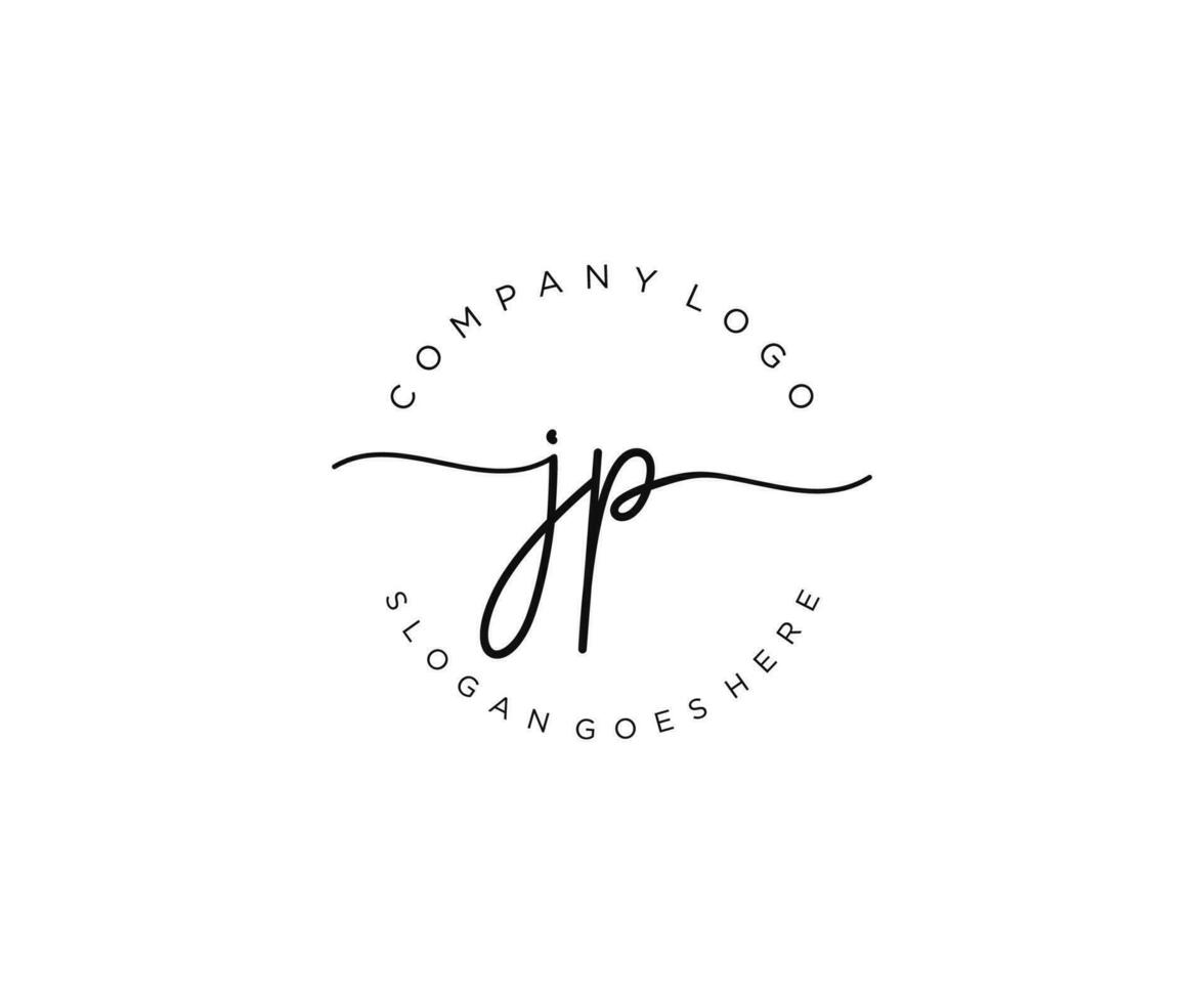 initial JP Feminine logo beauty monogram and elegant logo design, handwriting logo of initial signature, wedding, fashion, floral and botanical with creative template. vector