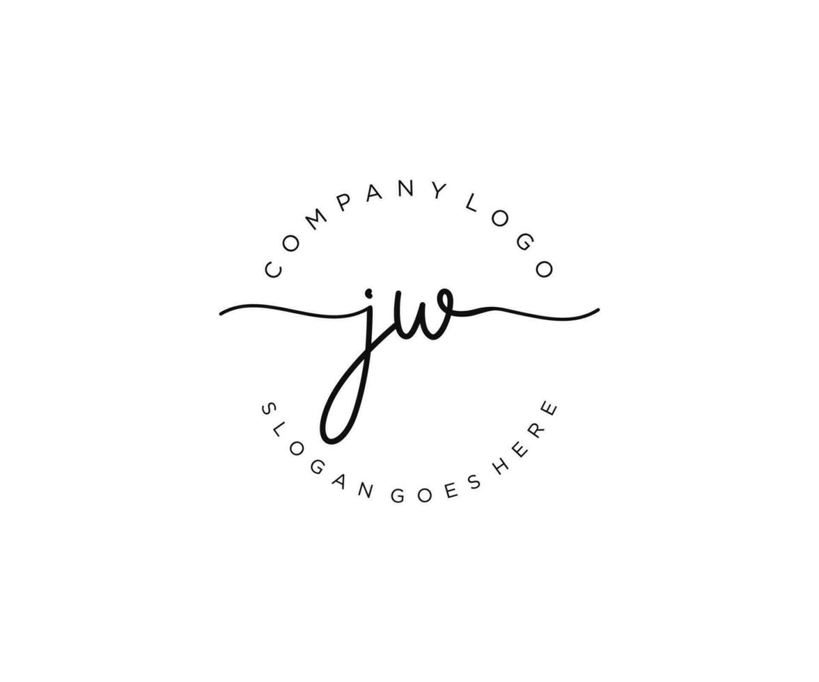 monograma de belleza del logotipo femenino jw inicial y diseño de logotipo elegante, logotipo de escritura a mano de la firma inicial, boda, moda, floral y botánica con plantilla creativa. vector