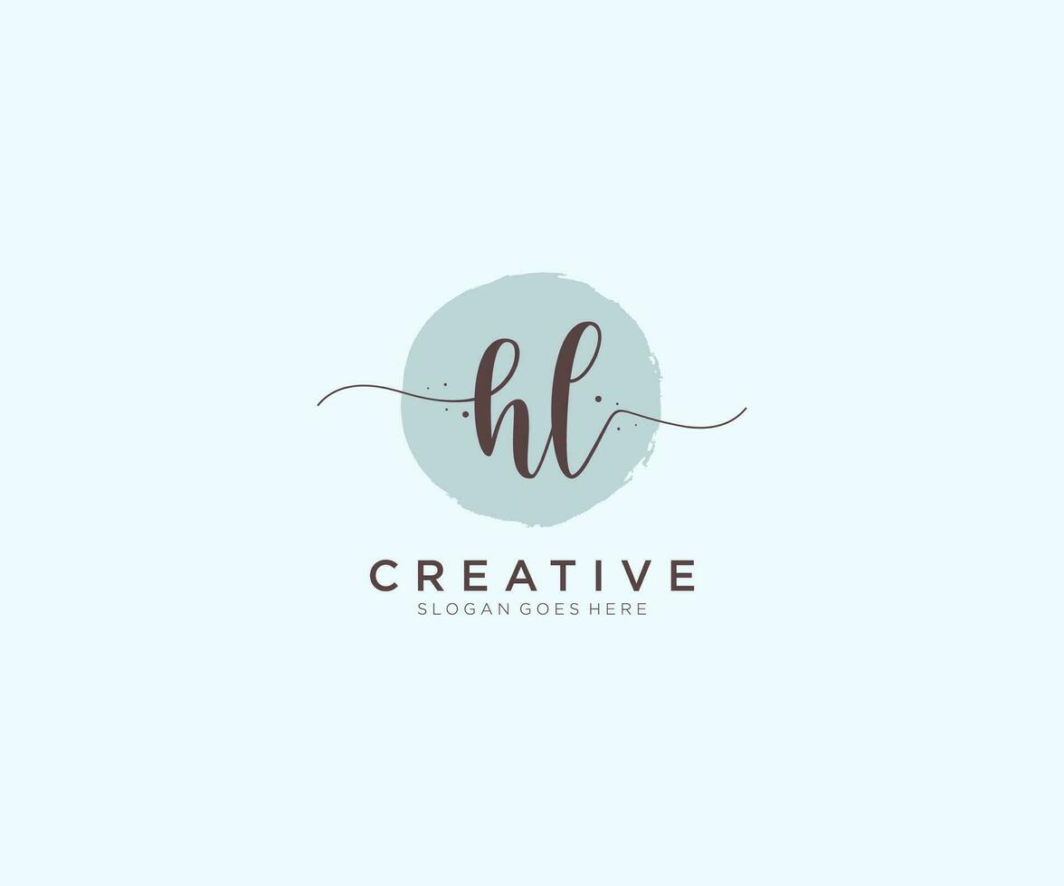 initial HL Feminine logo beauty monogram and elegant logo design, handwriting logo of initial signature, wedding, fashion, floral and botanical with creative template. vector