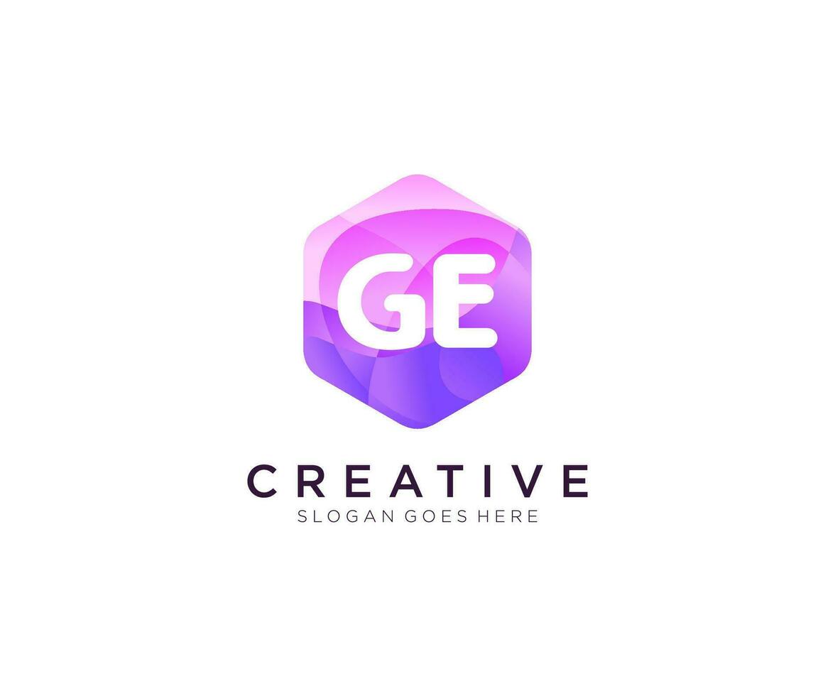 GE initial logo With Colorful Hexagon Modern Business Alphabet Logo template vector. vector