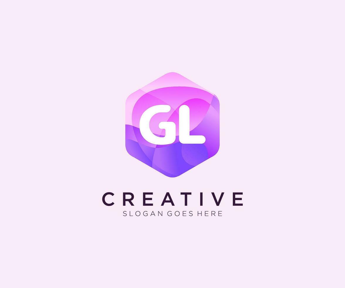 GL initial logo With Colorful Hexagon Modern Business Alphabet Logo template vector. vector