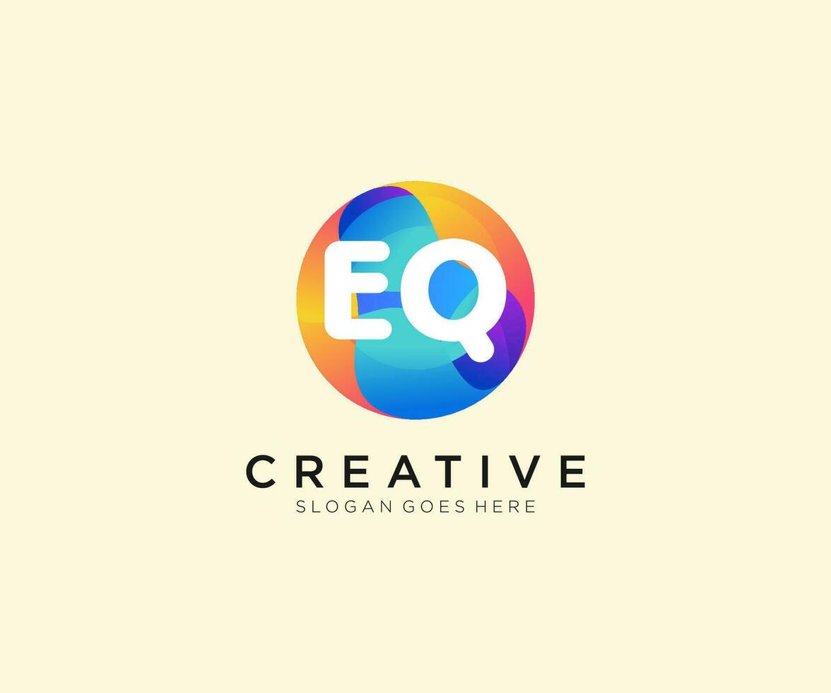 EQ initial logo With Colorful Circle template vector. vector