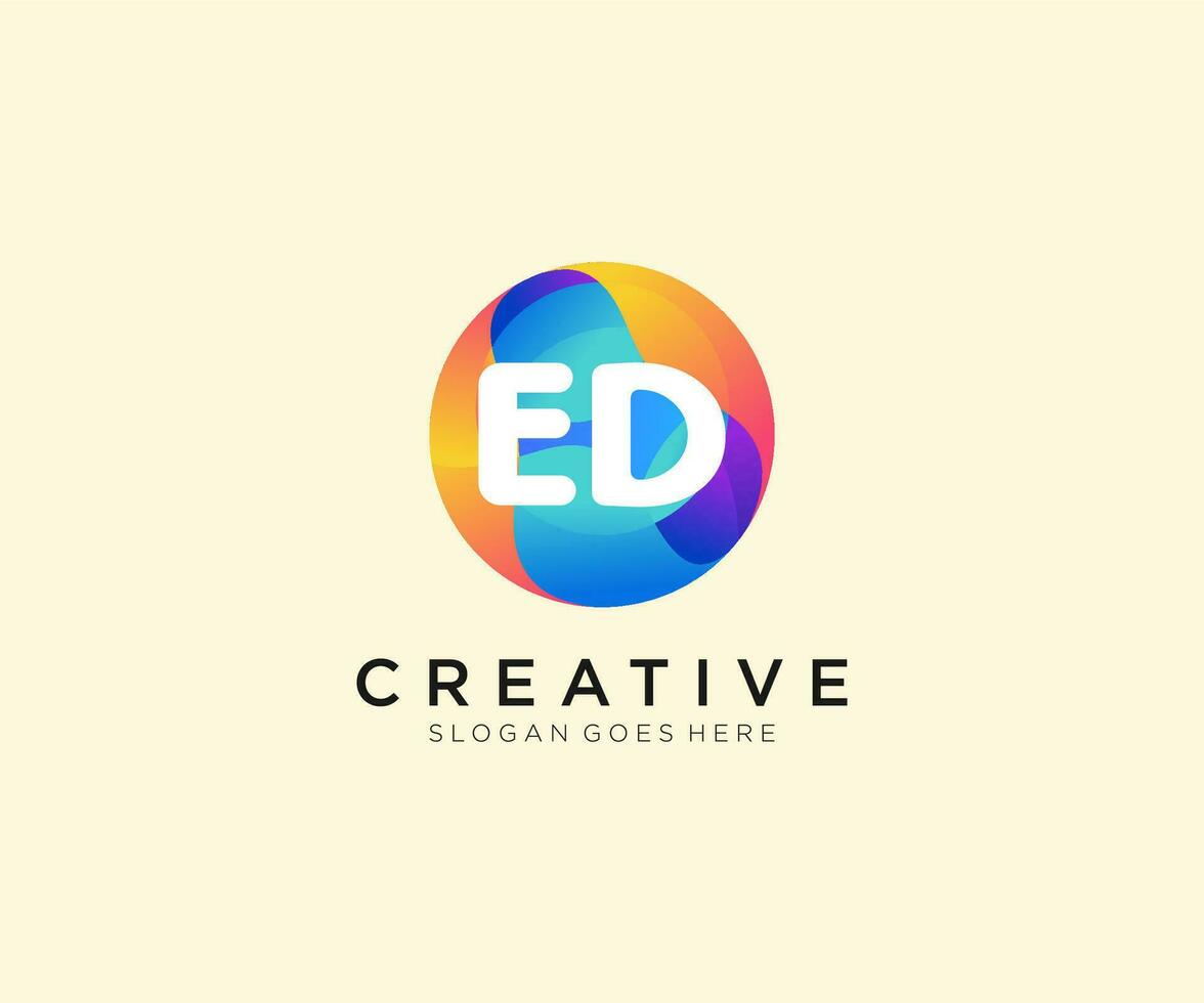 ED initial logo With Colorful Circle template vector. vector