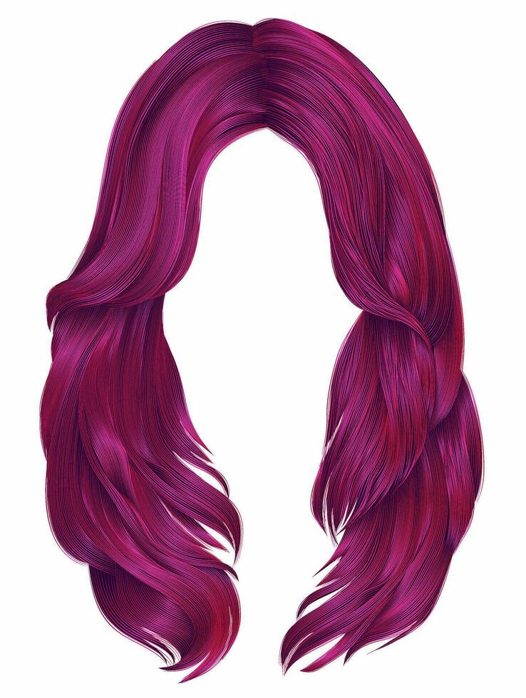 trendy woman long hairs bright pink colors .  beauty fashion .  realistic  graphic 3d vector