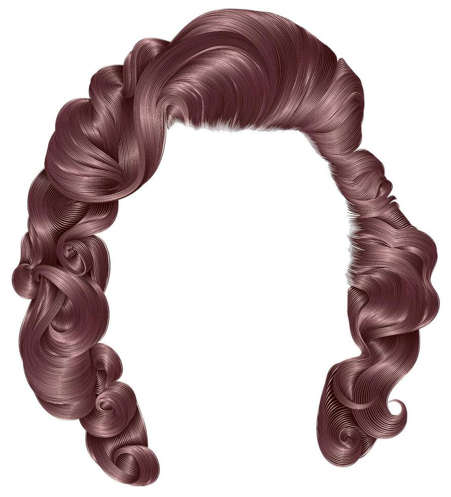 trendy woman hairs  pink colors . beauty fashion . retro style curls . realistic 3d . vector