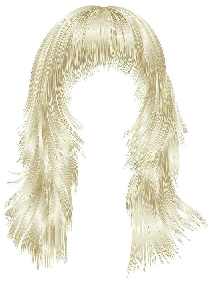 trendy woman long hairs  blonde  colors .  beauty fashion .  realistic 3d vector