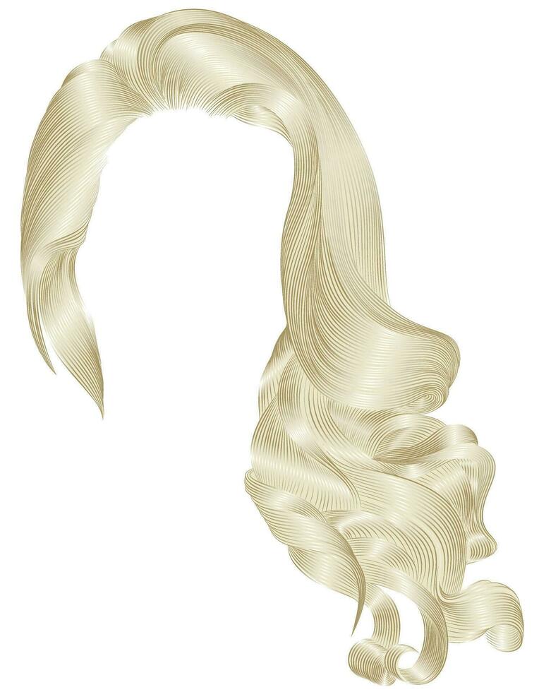 long curly hair  blond color vector