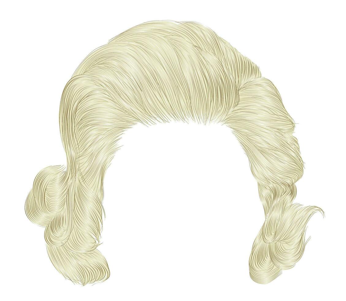 trendy  woman curly hairs blond color . medium length . beauty style . realistic  3d . vector