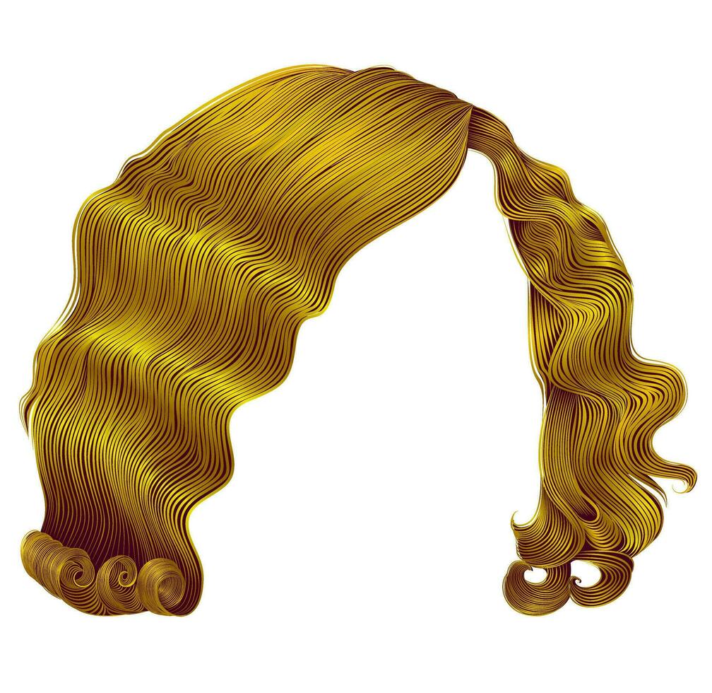 trendy woman hairs  kare bright yellow color . beauty fashion . retro style curls . realistic 3d . vector