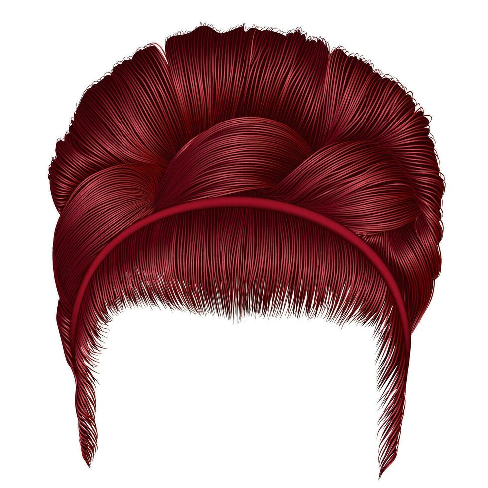 retro peinado babette con coleta.mujeres rojo pelos . Moda belleza . vector