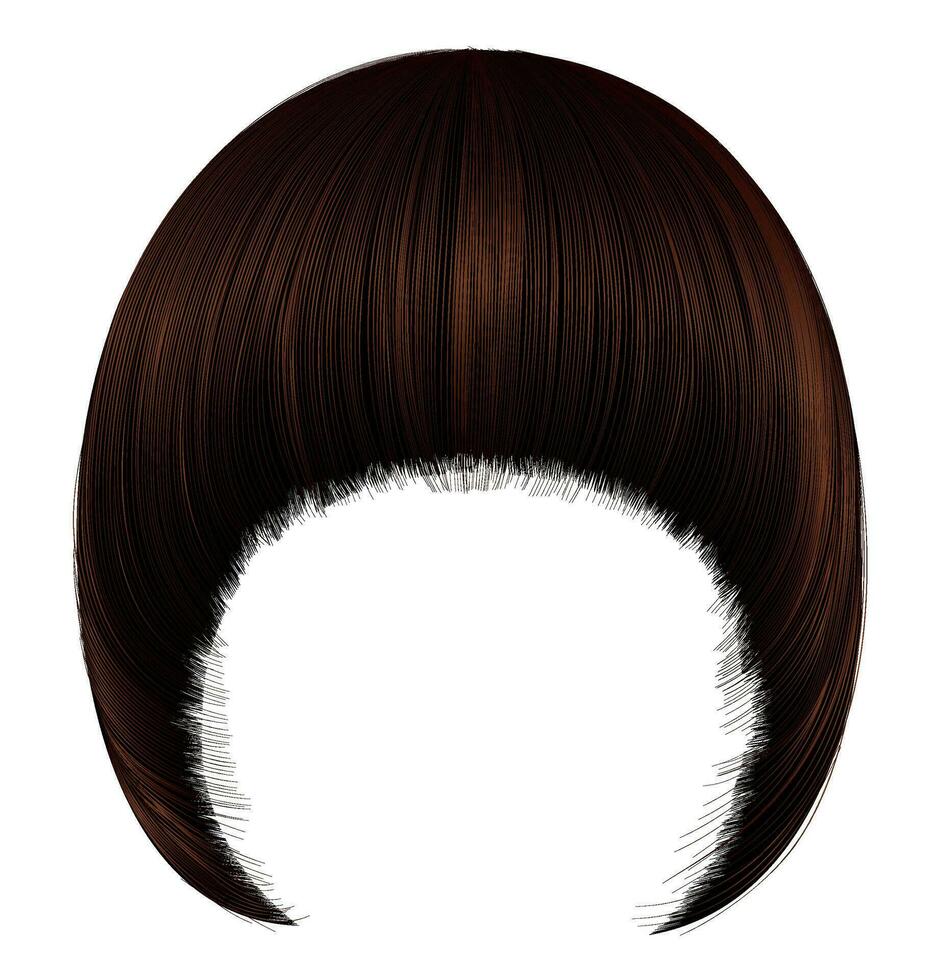 trendy  woman  hairs Pageboy with fringe  . light brown  color . medium length . beauty style . realistic  3d . vector