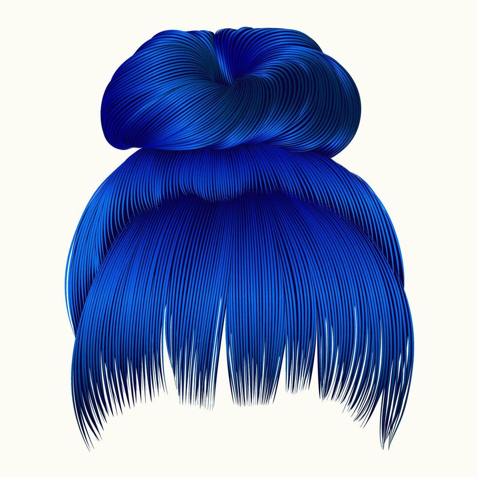 bollo pelos con franja oscuro azul colores . mujer Moda belleza estilo . vector