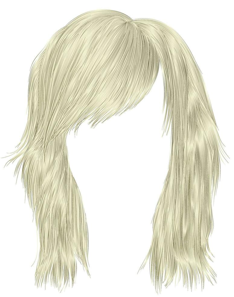 trendy  woman  hairs blond color . medium length . beauty style . realistic  3d . vector