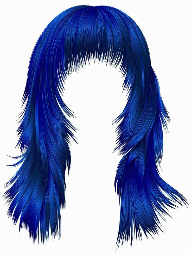 de moda mujer largo pelos oscuro azul colores . belleza Moda . realista 3d vector