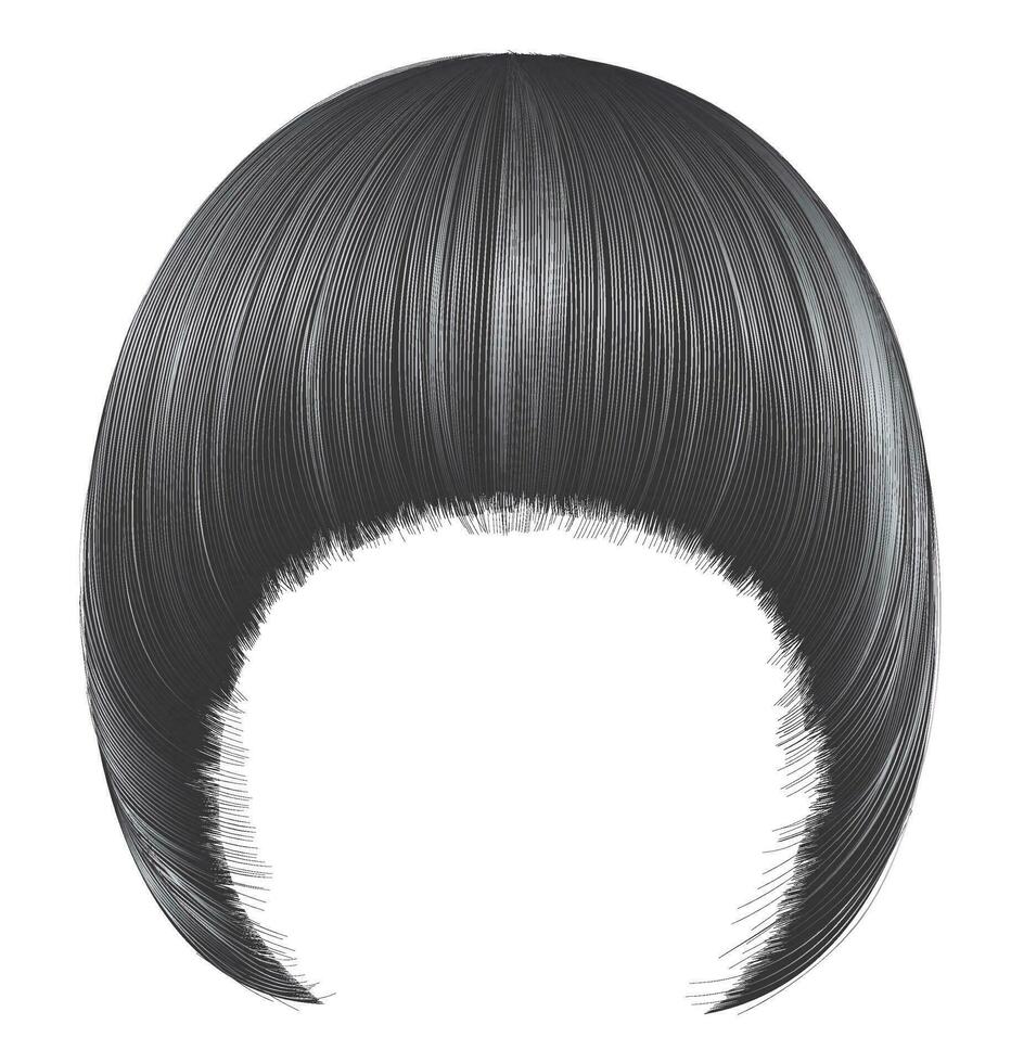 trendy  woman  hairs Pageboy with fringe  . gray colors . medium length . beauty style . realistic  3d . vector