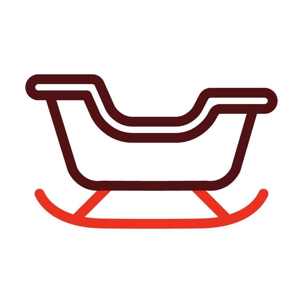 Sled Vector Thick Line Two Color Icons For Personal And Commercial Use.