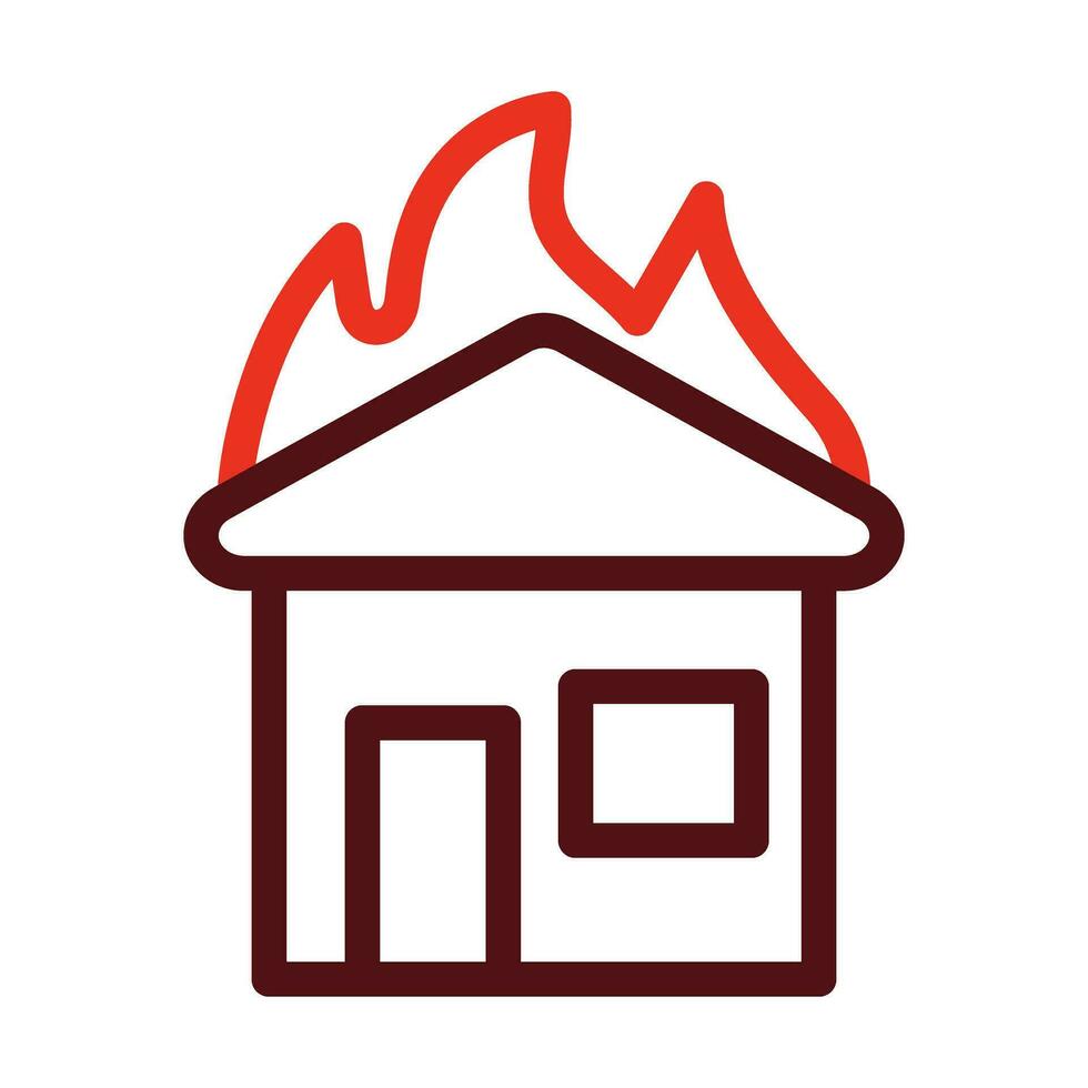 Burning House Vector Thick Line Two Color Icons For Personal And Commercial Use.