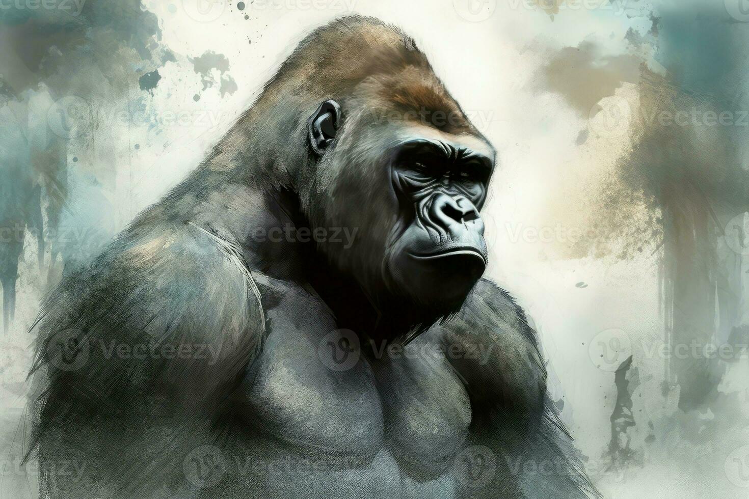 Wild gorilla animal. Generate Ai photo