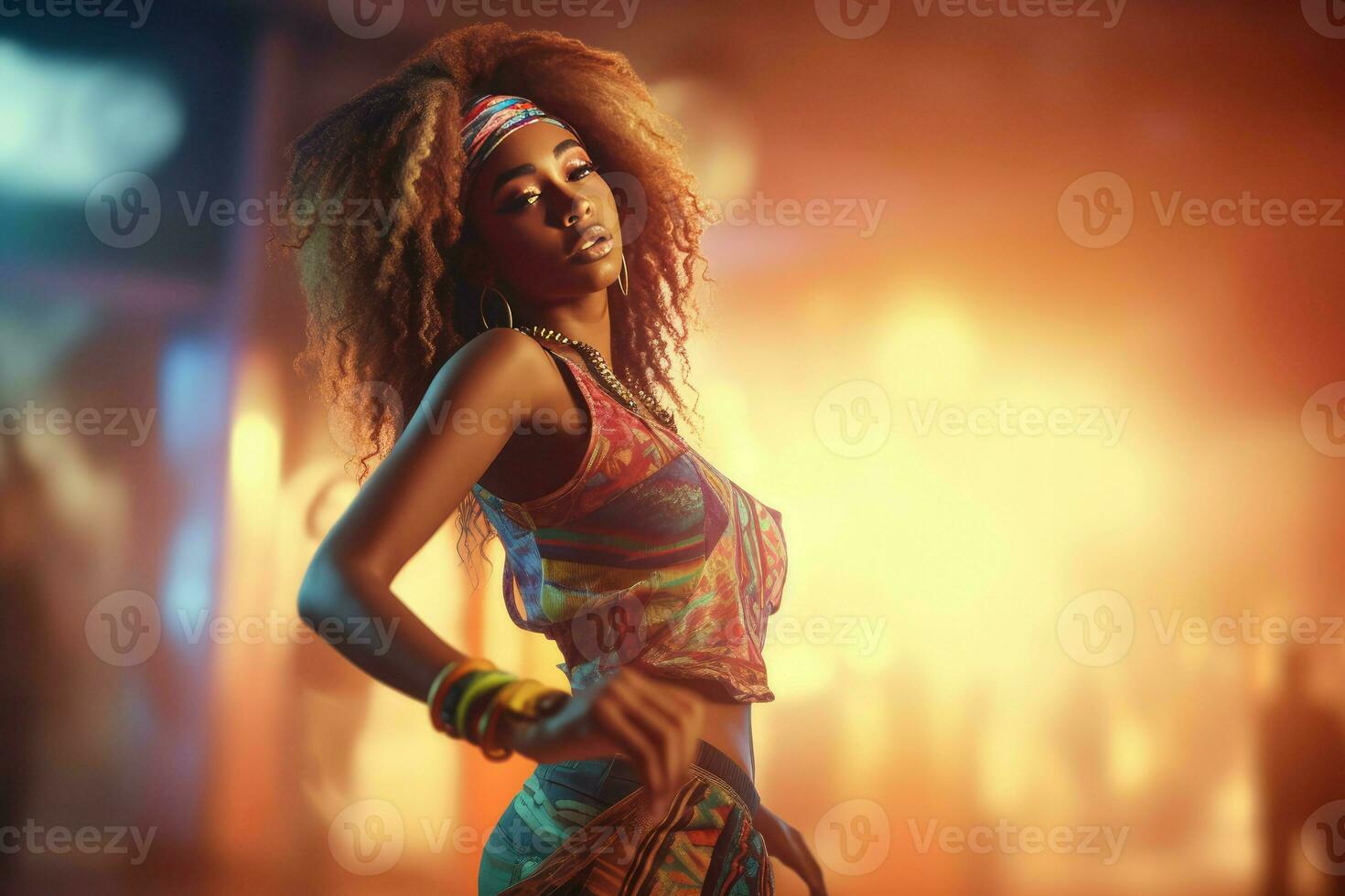 Zumba woman afro-style. Generate AI photo
