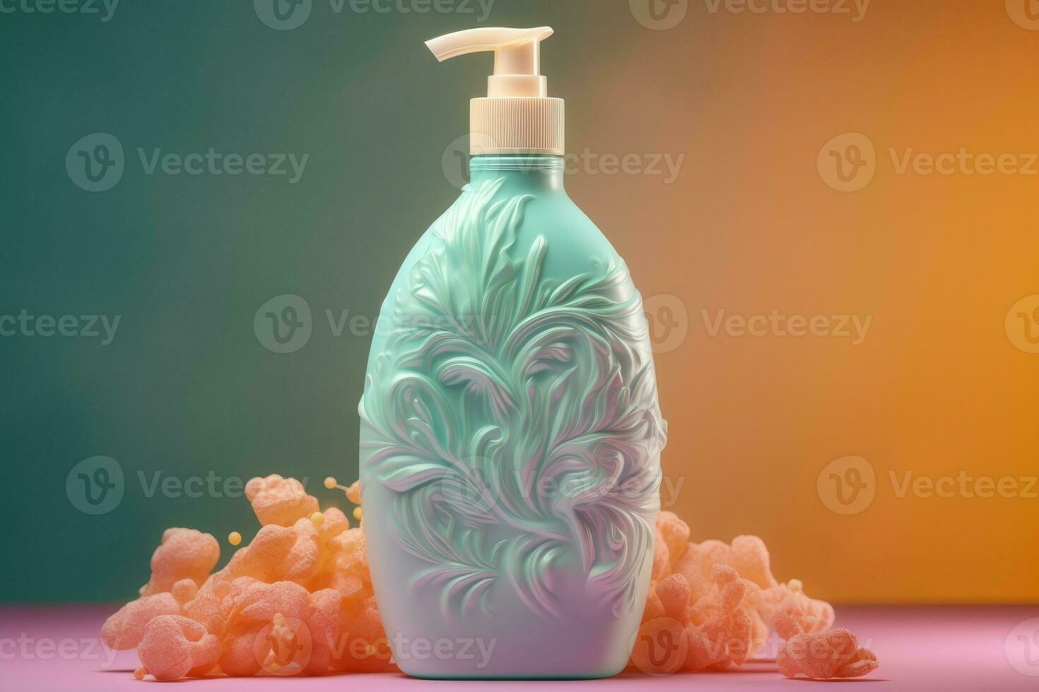 Shampoo plastic dispenser bottle. Generate Ai photo