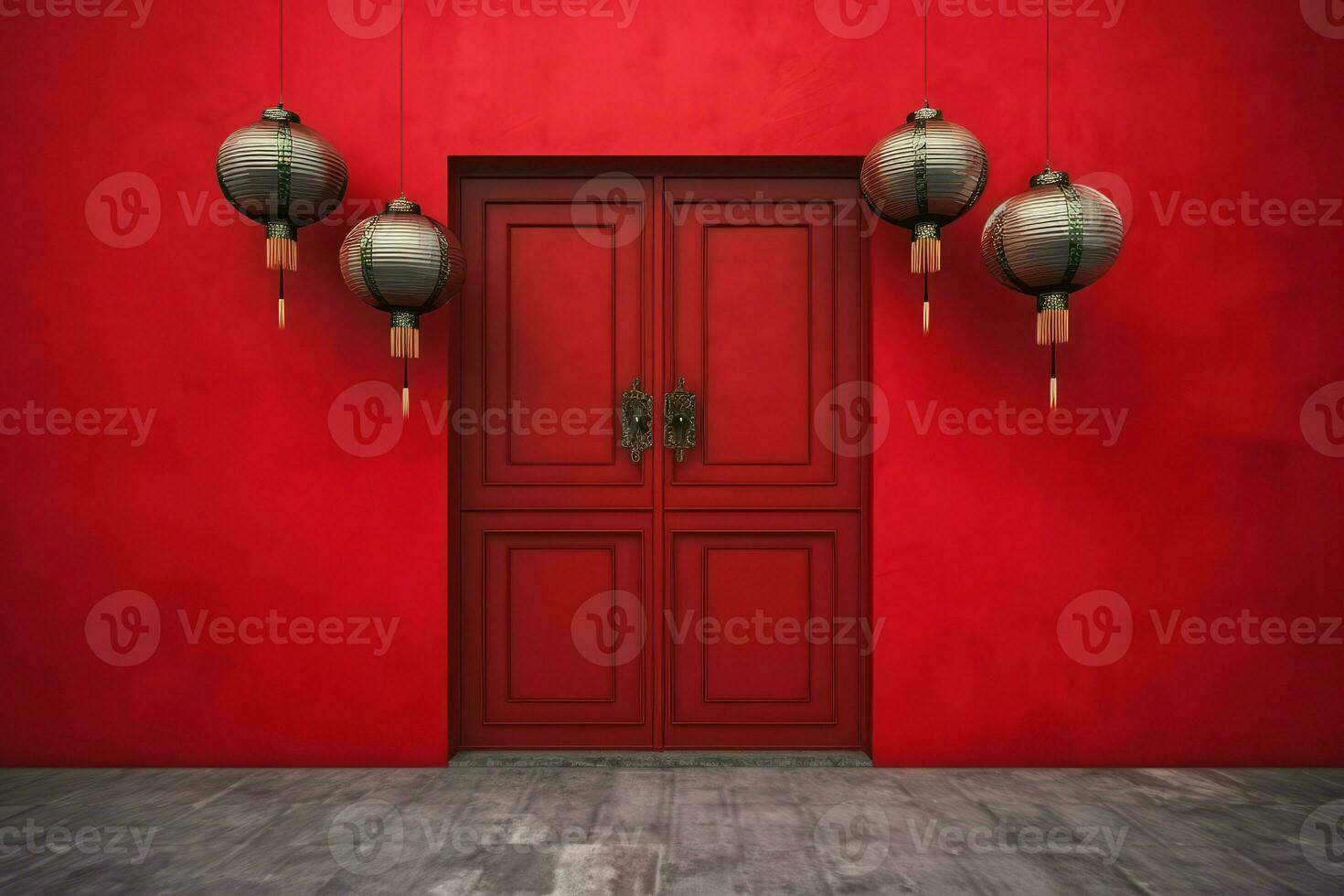 China rojo puerta cultura. generar ai foto