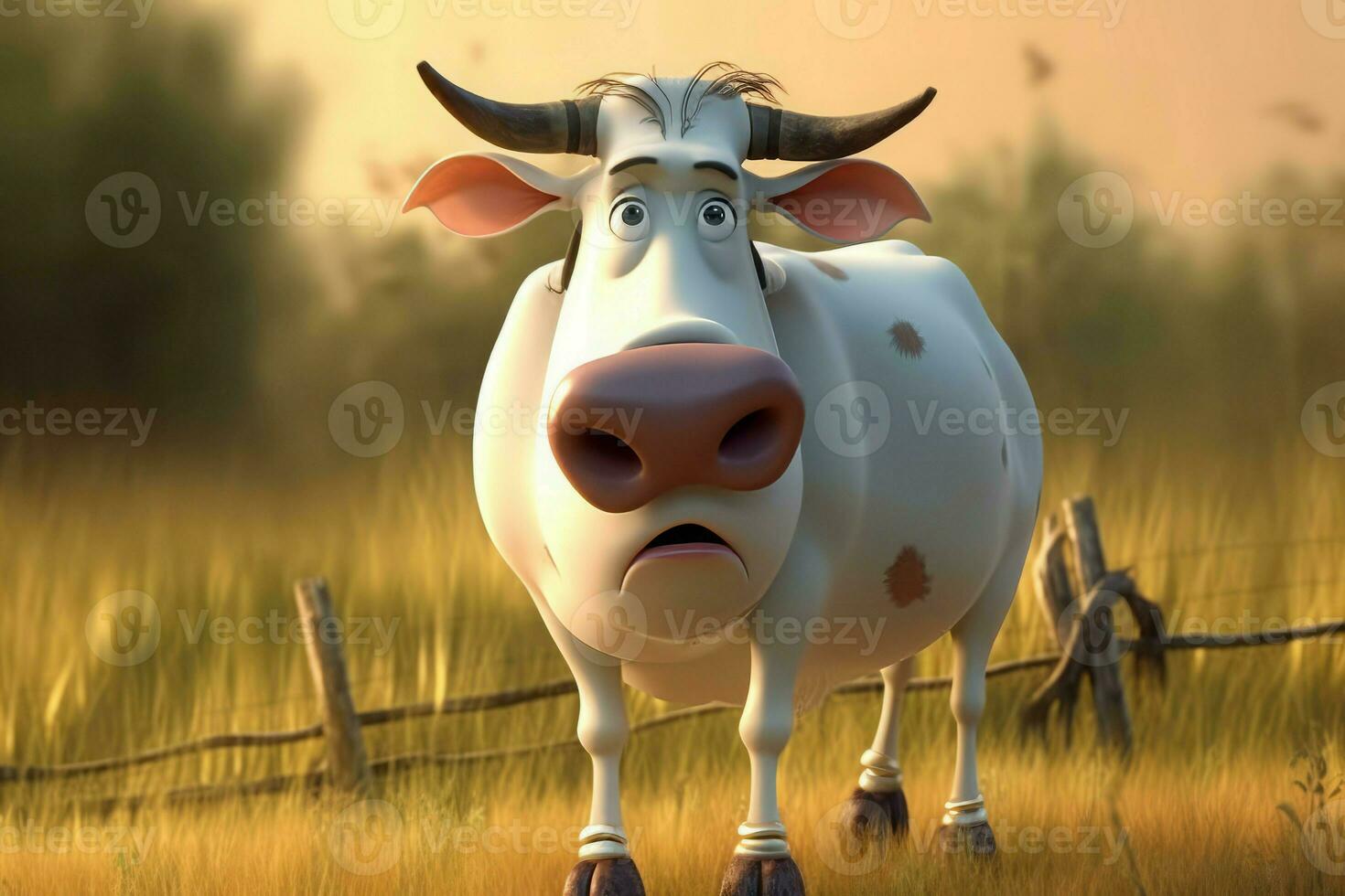 Cartoon cow. Generate Ai photo