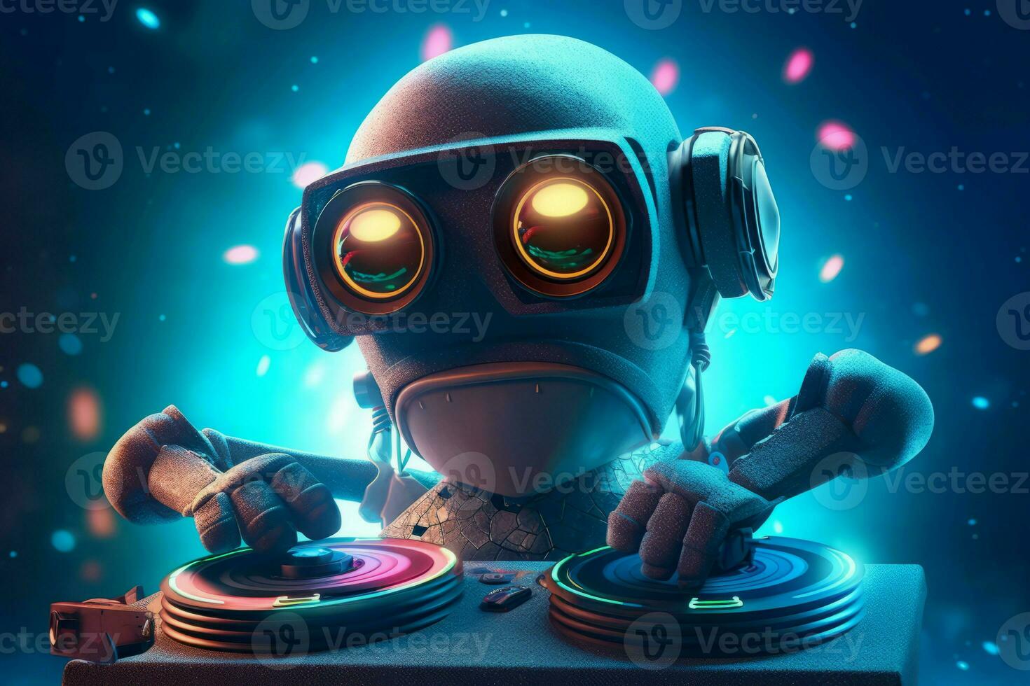 robot DJ fiesta. generar ai foto