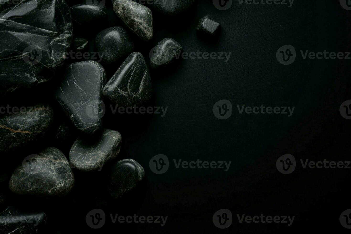 Black round stone gravel background. Generate Ai photo