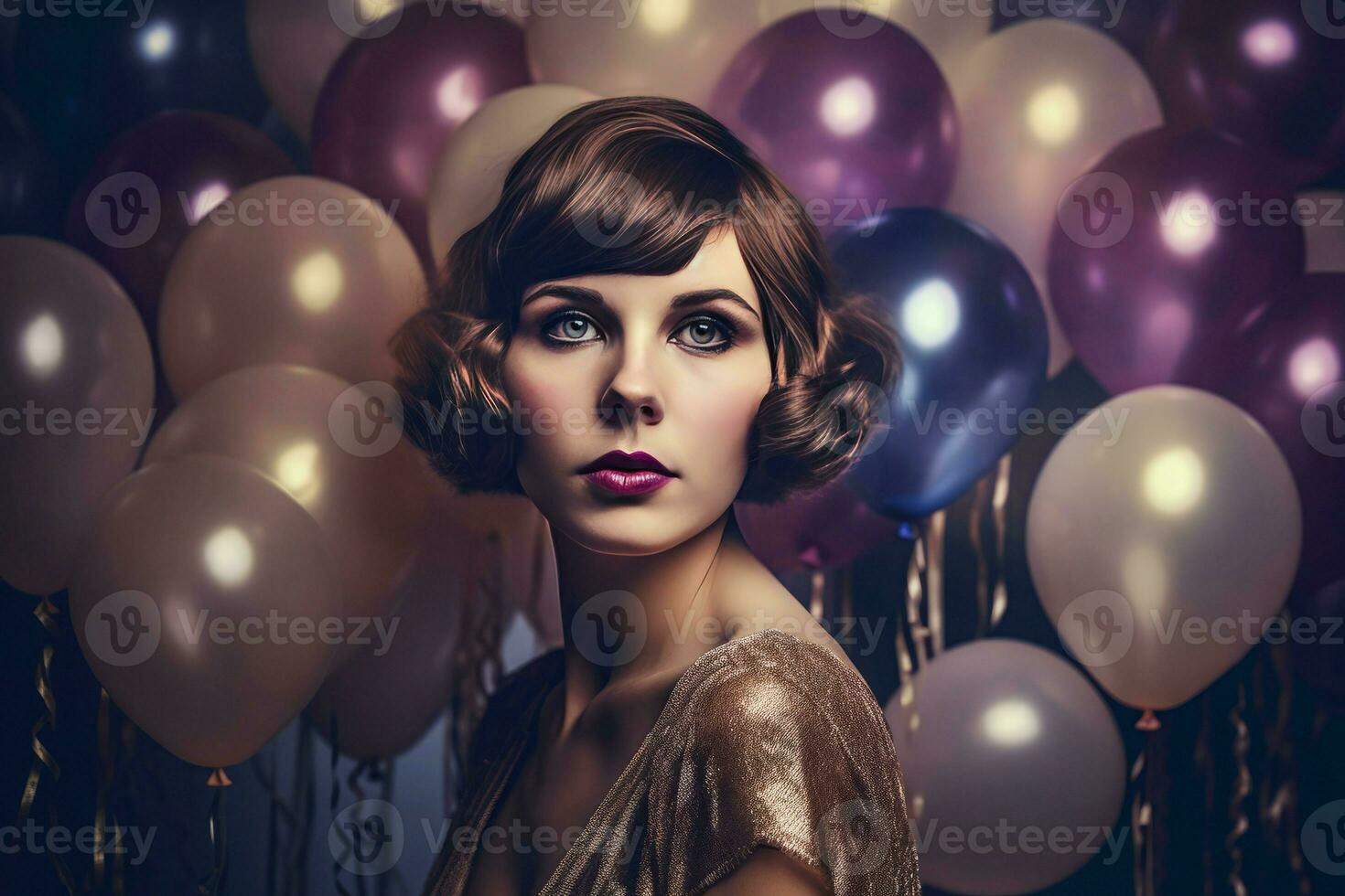 Hollywood girl party balloon. Generate Ai photo