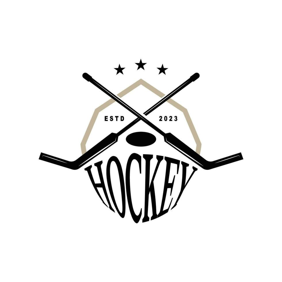 Hockey Logo Design, Sports Game Symbol Template vector