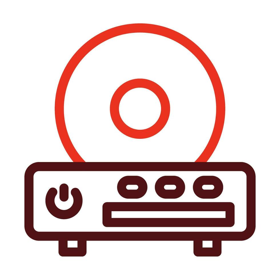 Cd Player Vector Thick Line Two Color Icons For Personal And Commercial Use.