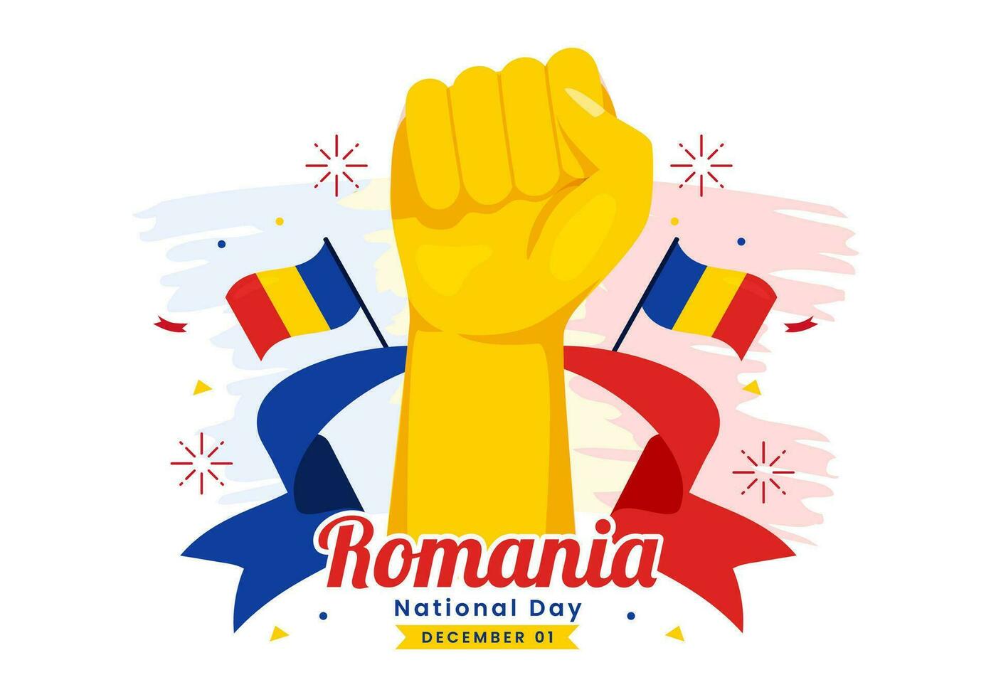 Romania National Day Vector Illustration on 1st December with Waving Flag Background in Romanian Great Union Memorial holiday Flat Cartoon Design