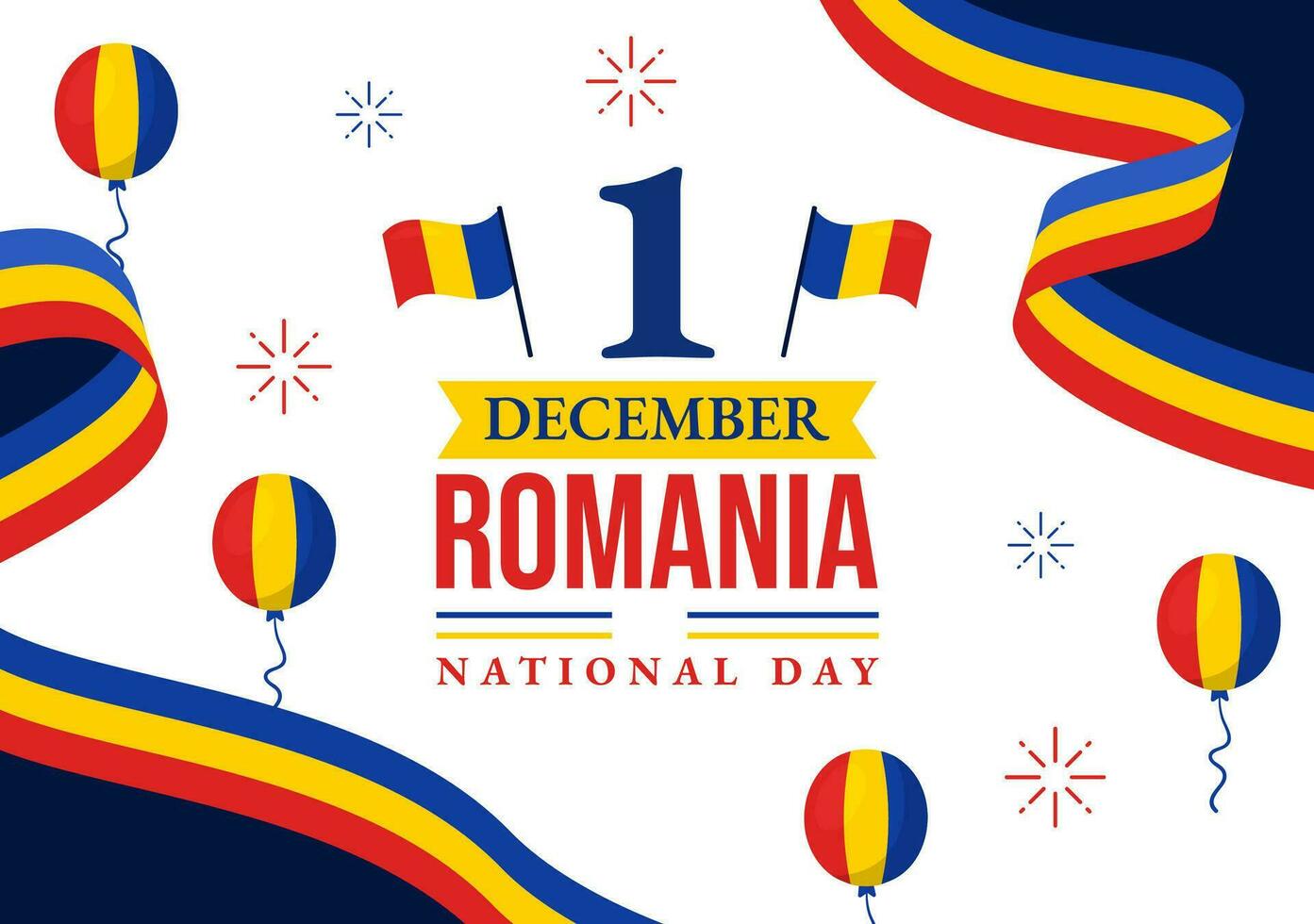 Romania National Day Vector Illustration on 1st December with Waving Flag Background in Romanian Great Union Memorial holiday Flat Cartoon Design