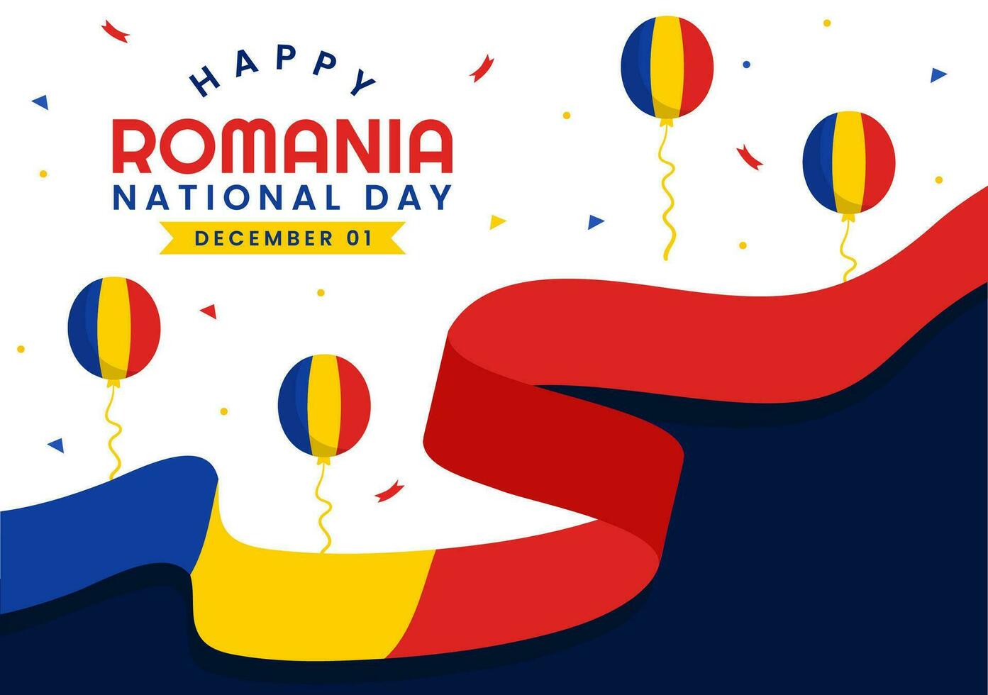 Romania National Day Vector Illustration on 1st December with Waving Flag Background in Romanian Great Union Memorial holiday Flat Cartoon Design