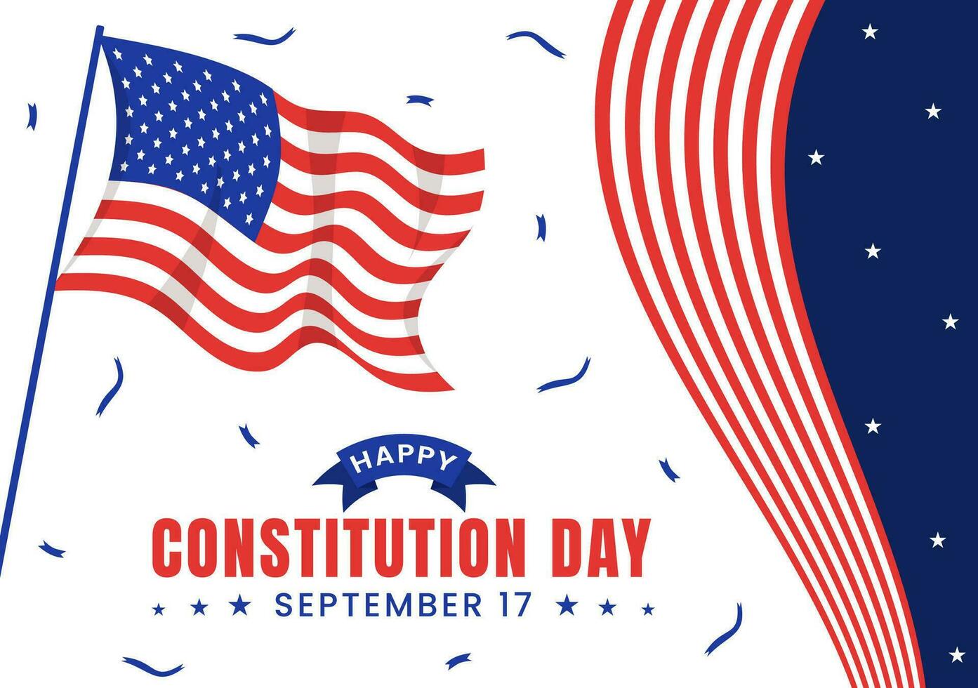 Happy Constitution Day United States Vector Illustration on 17th September with American Waving Flag Background and Capitol Building Templates