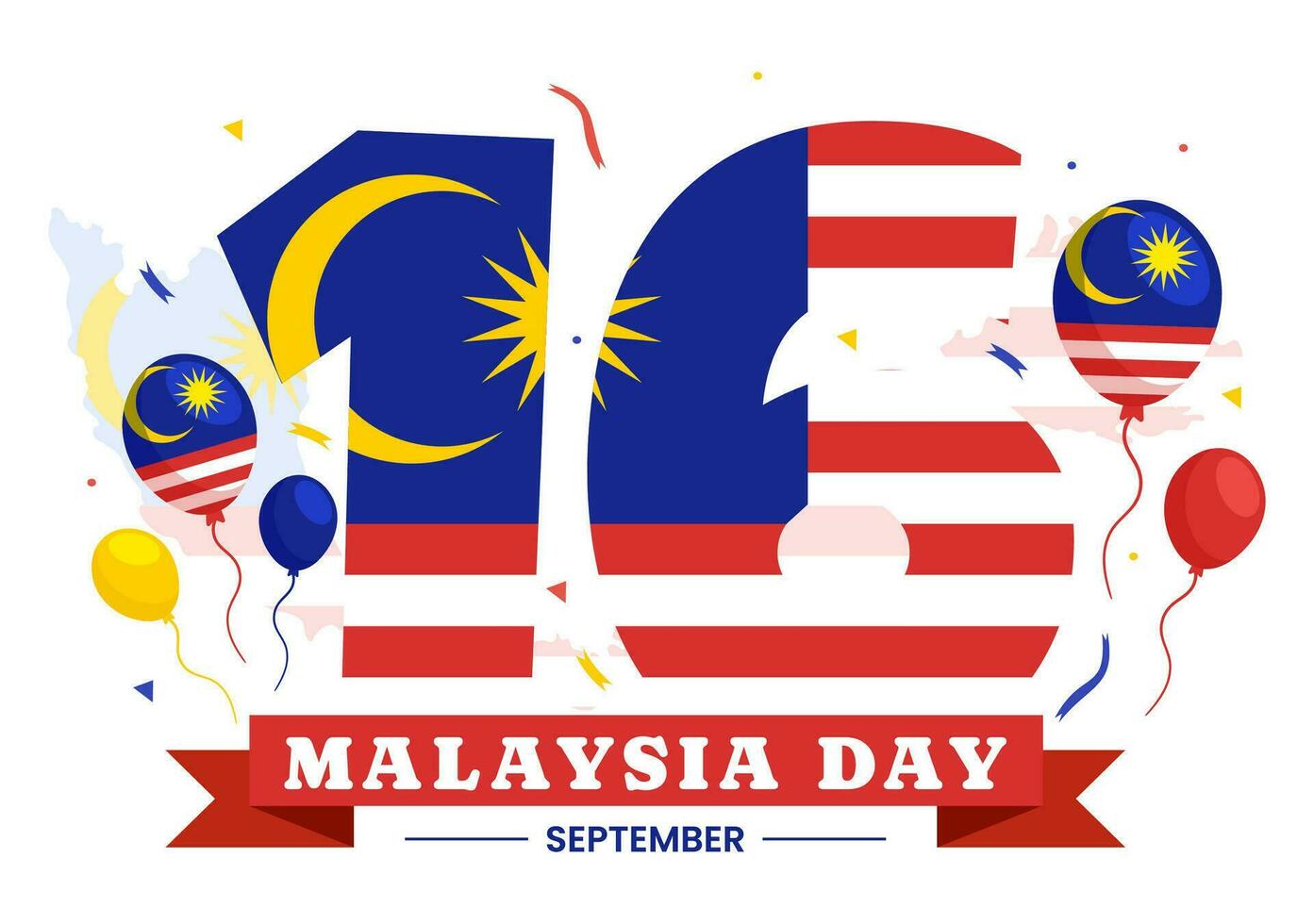 Happy Malaysia Day Celebration Vector Illustration on 16 September with Waving Flag and Twin Towers in Flat Cartoon Hand Drawn Templates