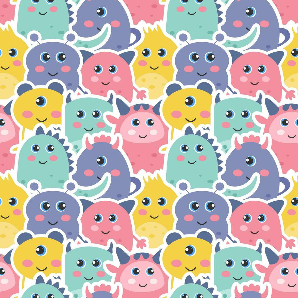Smile Seamless Pattern Design Illustration with Smiling Character and Happiness Face in Template Hand Drawn Flat Cartoon vector