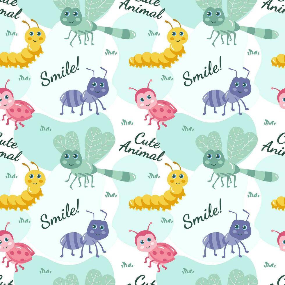 Smile Seamless Pattern Design Illustration with Smiling Character and Happiness Face in Template Hand Drawn Flat Cartoon vector