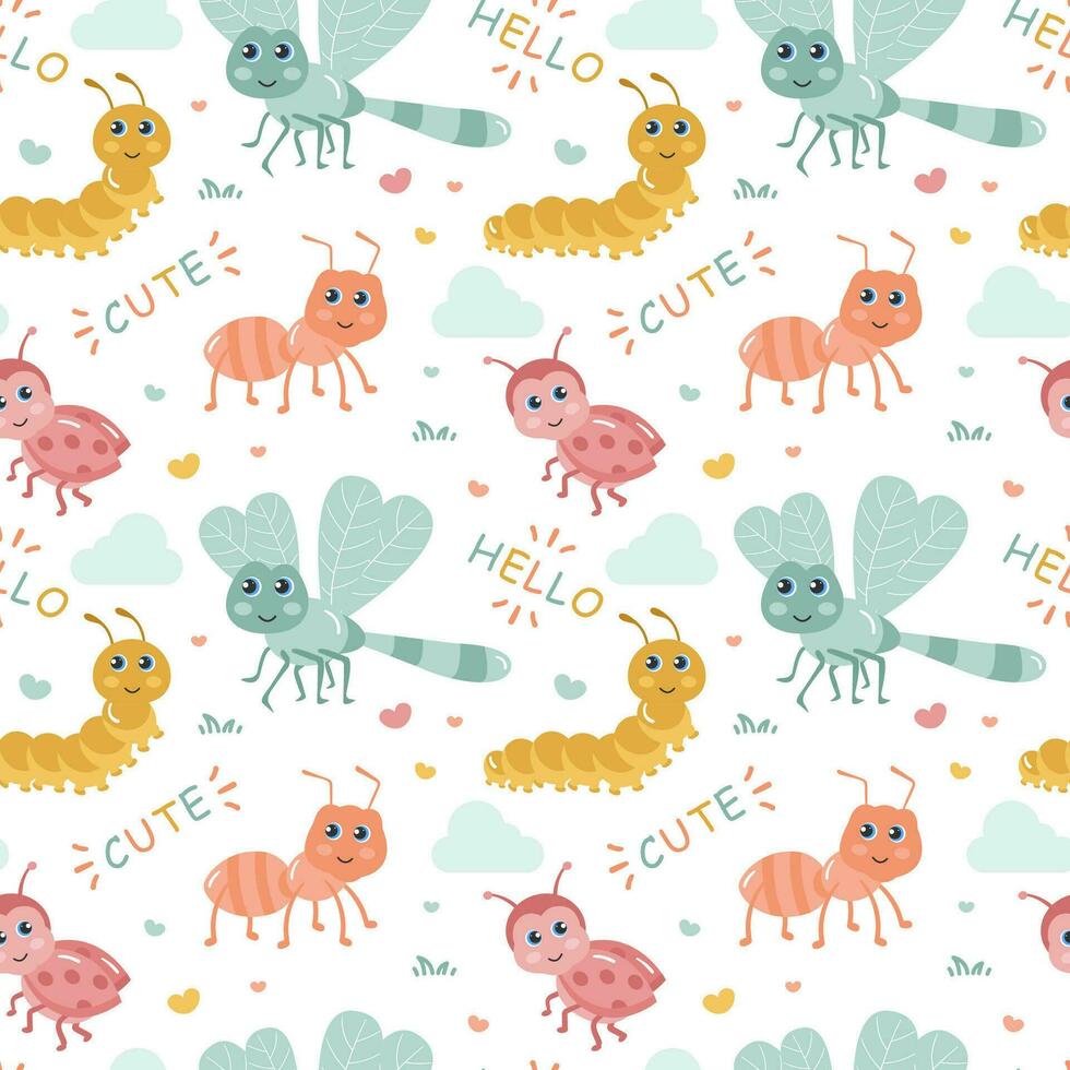 Smile Seamless Pattern Design Illustration with Smiling Character and Happiness Face in Template Hand Drawn Flat Cartoon vector