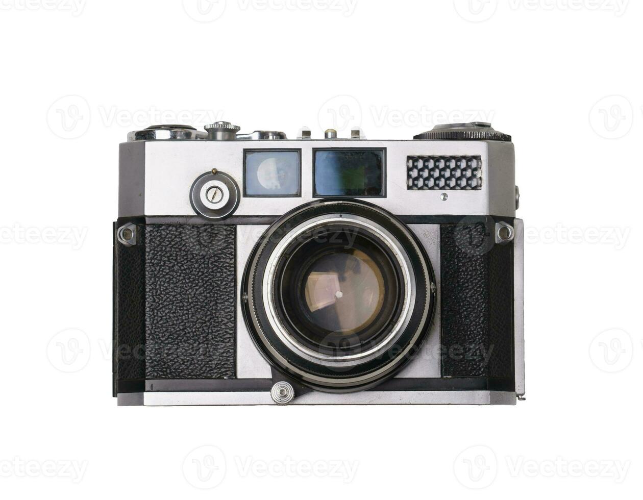 vintage old film camera on white background photo