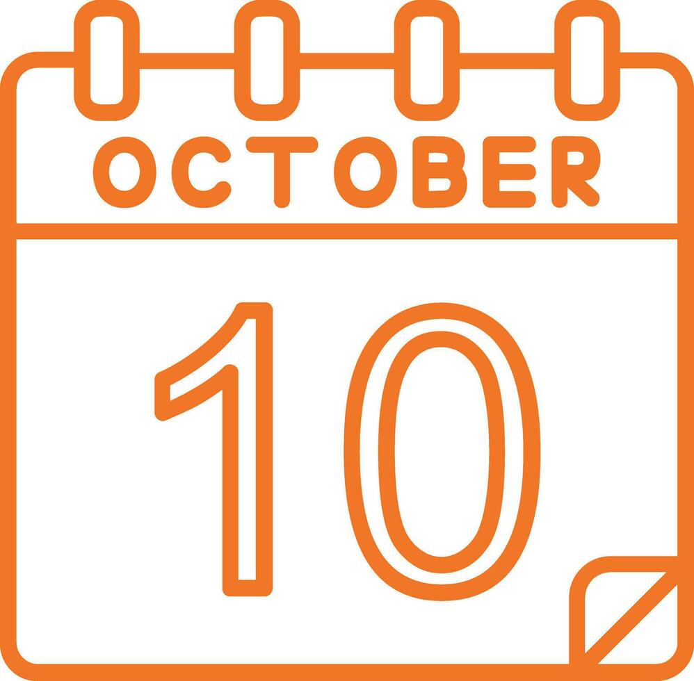 10 octubre vector icono