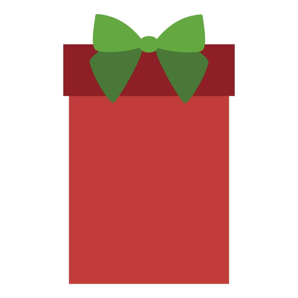 Colorful Gift box with Bow isolated on white background. Vector illustration. Cheerful Holiday collection in Christmas colors, Red and green present. Design New Year Package element