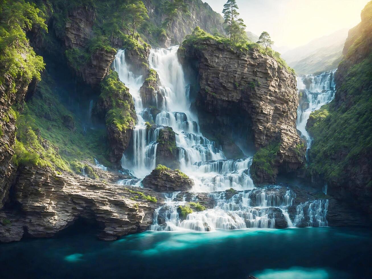 Landscape waterfall background photo